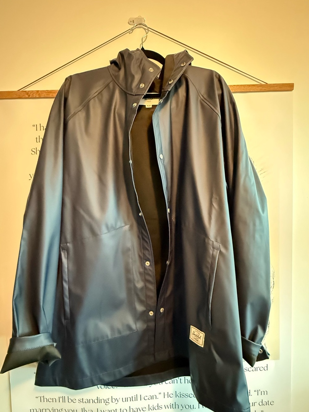 Herschel Brand New Women's Navy Hooded Rain Jacket - XXL